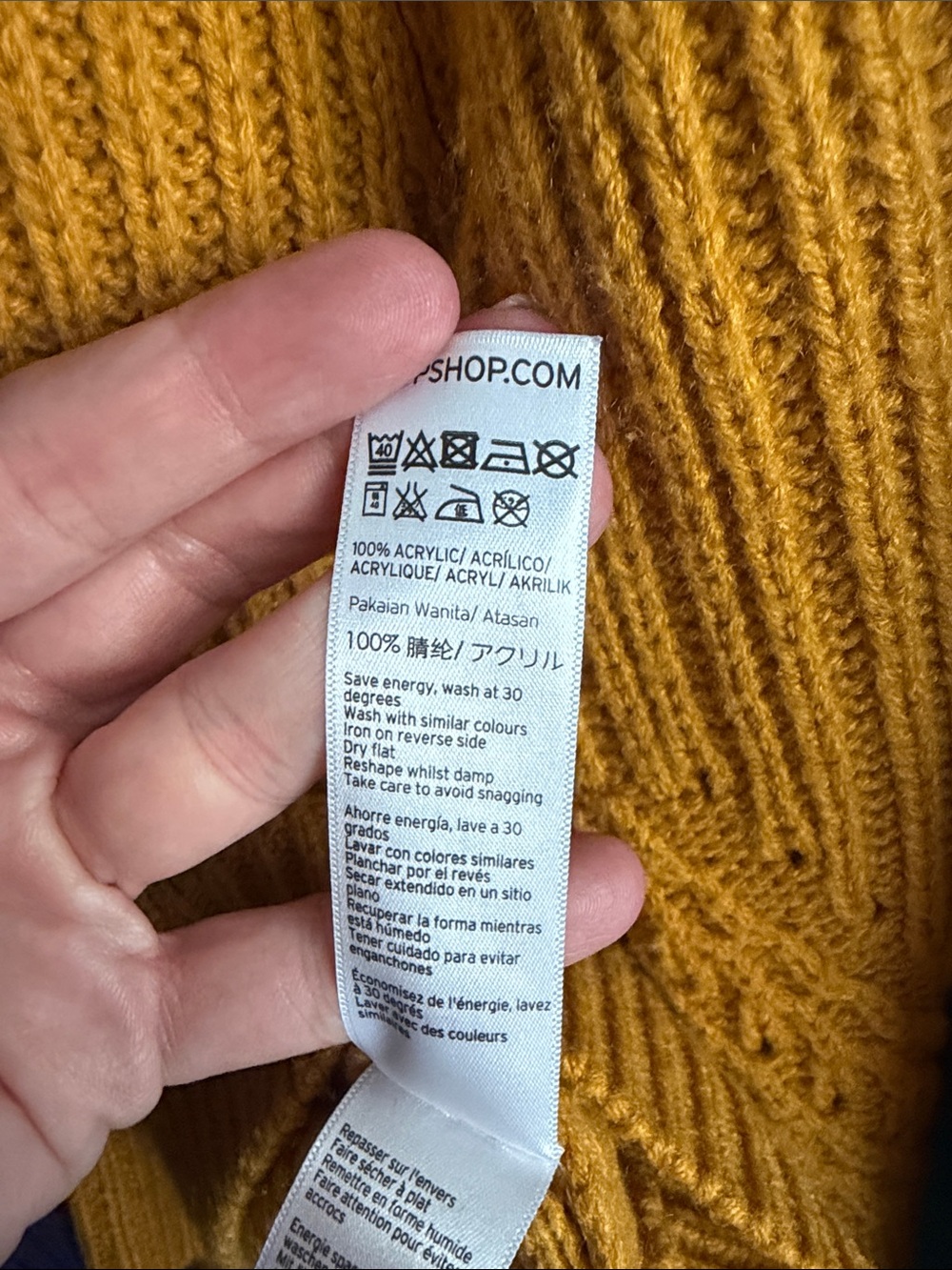 Topshop Mustard Cable Knit Sweater Size US 6 Chunky Crewneck - Picture 7 of 7